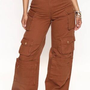 High Waisted Cargo Pants for Women Brown